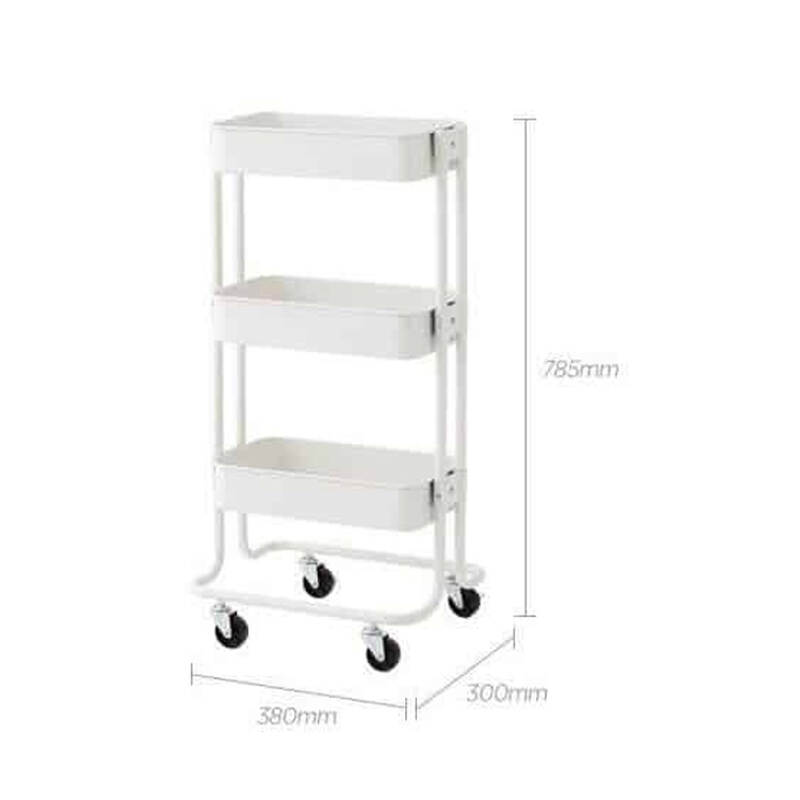 Kệ để đồ 3 tầng nhà bếp có bánh xe - Màu trắng - INP743WHT, , large image number null